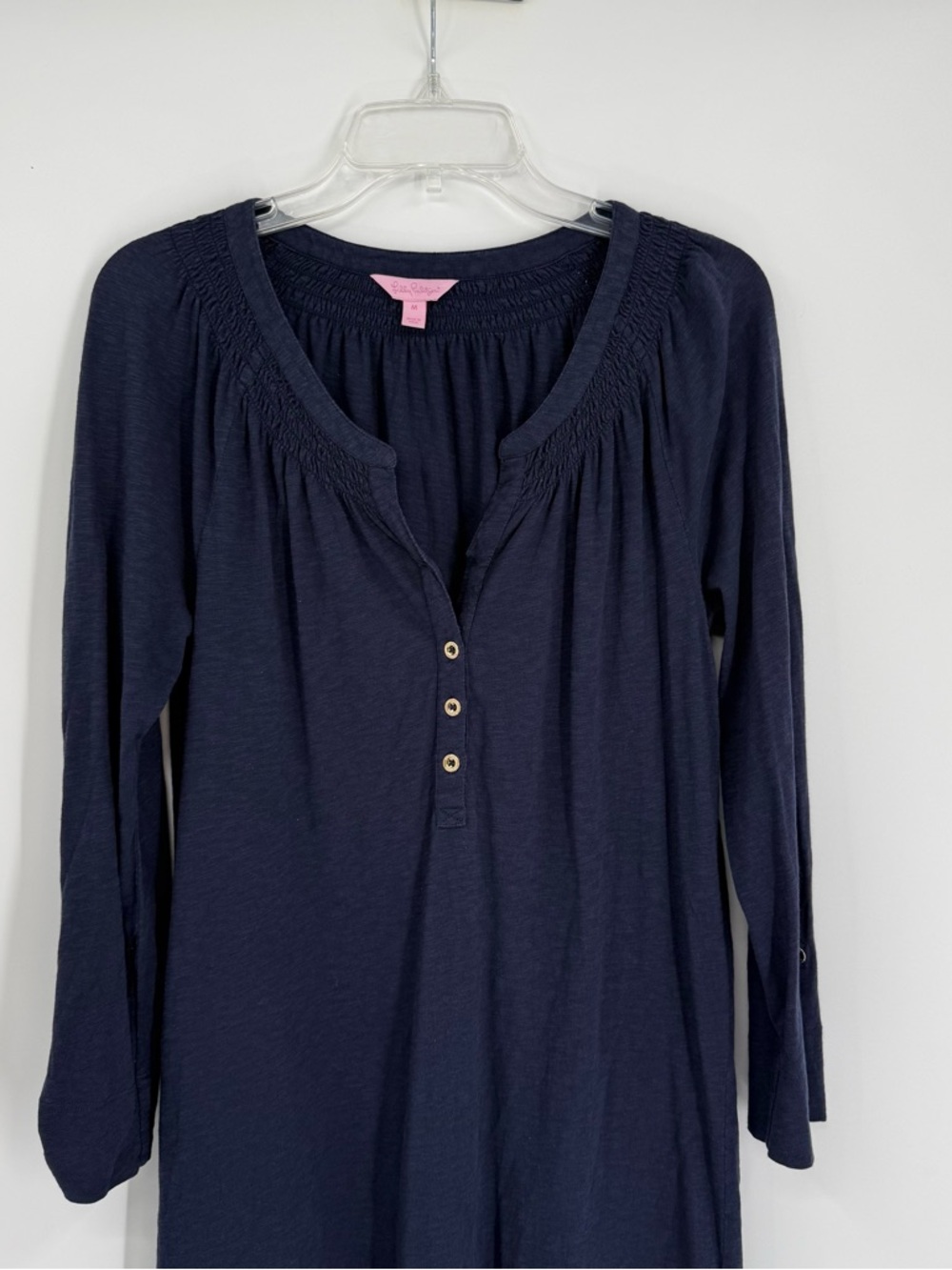 Lilly Pulitzer Essie Mini Dress Smocked Navy Blue Cotton Size Medium Cotton - Picture 7 of 10